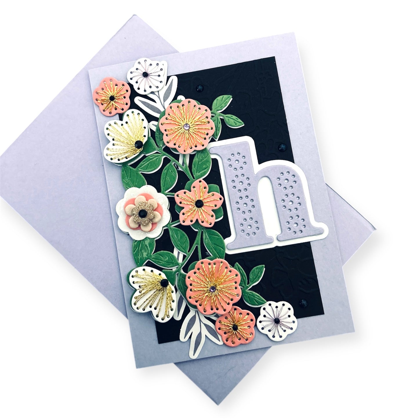 Initial Floral Embroidered Card and Keepsake (Bookmark) - 6"x4"